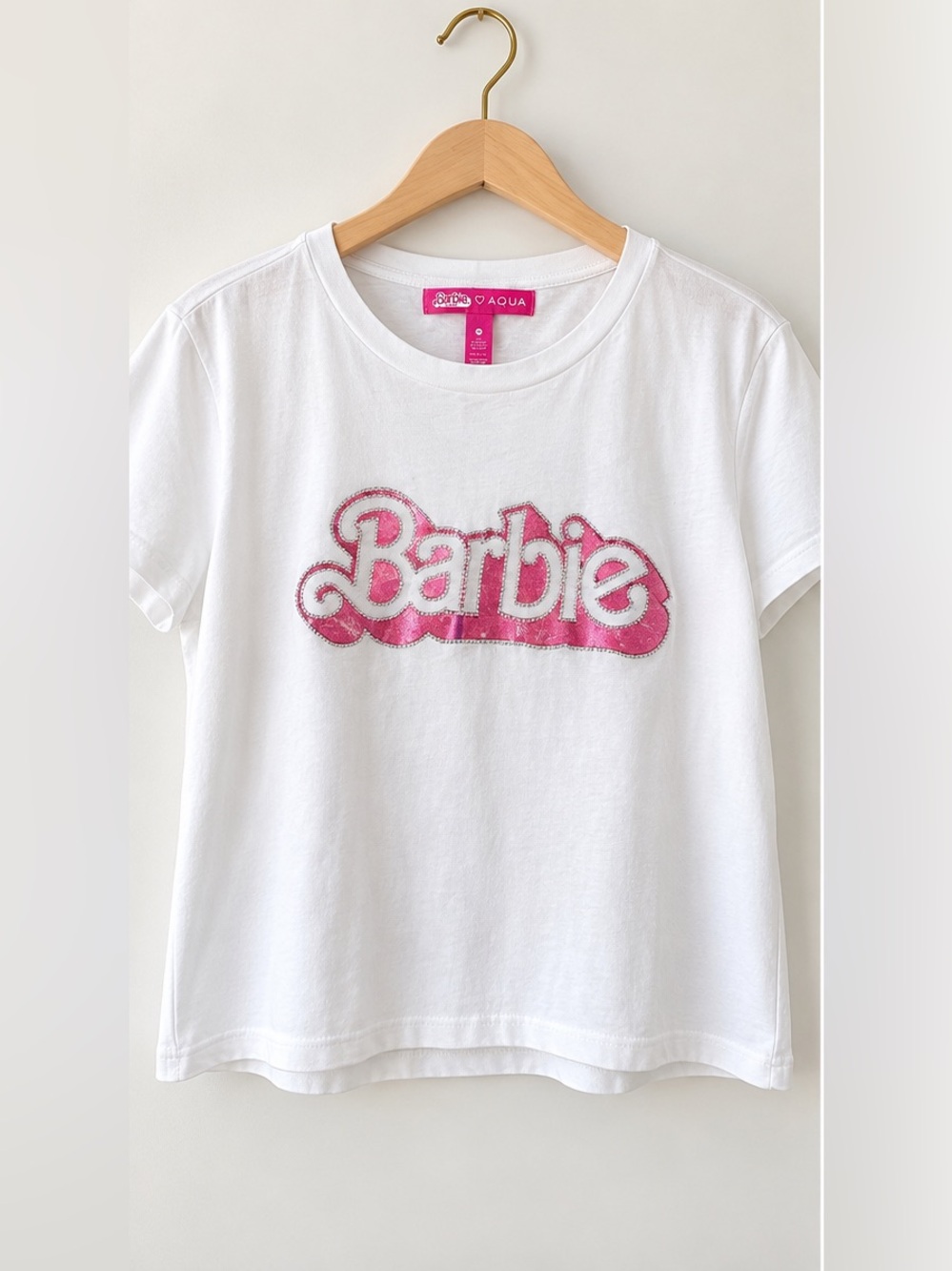 Barbie The Movie x AQUA Embellished Graphic Tee White M